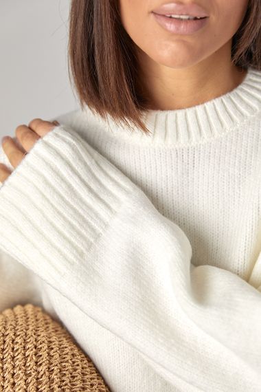 Жіноча в'язана кофта oversize - молочний цвет, ONE SIZE (є розміри) | Зображення 3