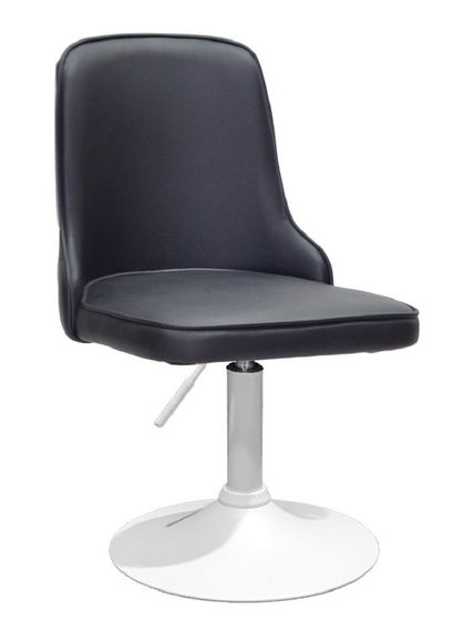 Стул поворотный Adam WT-Base на белой круглой опоре с регулировкой высоты 41-55 см кожзам черный | Зображення 2