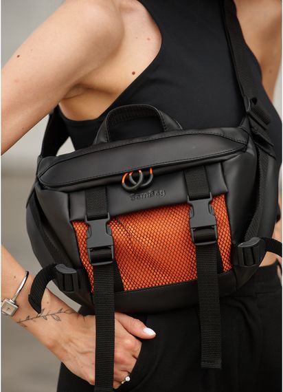 Жіноча сумка бананка Sambag Dynamicdart чорно-помаранчева 38 × 21 × 7 см (80411129) | Зображення 7