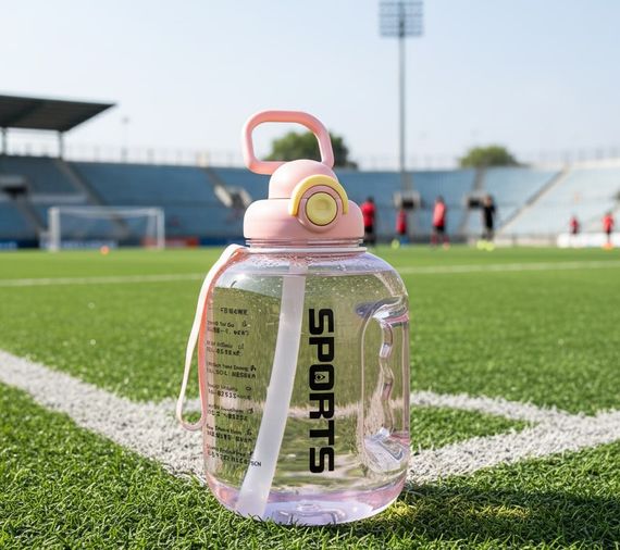 Велика спортивна пляшка для води SPORTS (1600 мл) — Рожевий градієнт, матовий корпус із ручкою | Зображення 6