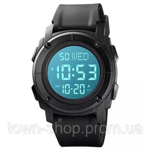 Часы наручные мужские SKMEI 1853BKWT BLACK-WHITE, армейские часы противоударные. Цвет: черный | Зображення 1