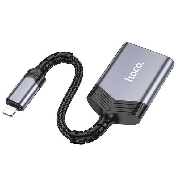 Картридер Hoco UA25 2in1 Lightning Metal gray | Зображення 2