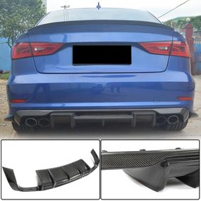 Диффузор заднего бампера V1 (для S-Line SD 2012-2016, Карбон) для Ауди A3