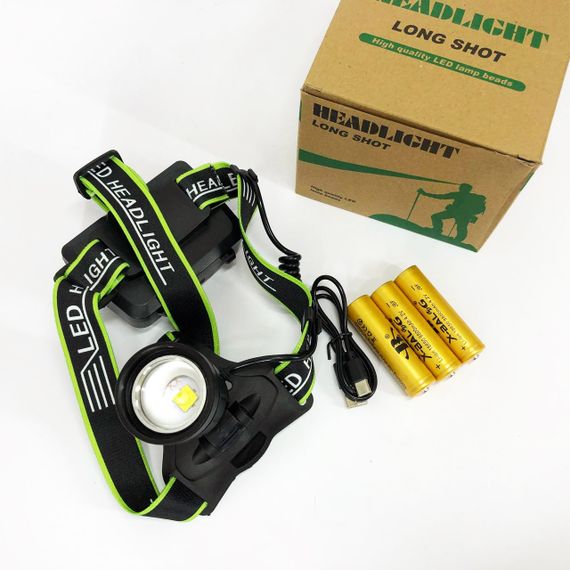 Фонарик бытовой налобный Bailong, Фонарь на голову со встроенным аккумулятором, Налобный прожектор JX-93 | Зображення 1