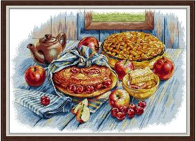 Набір для вишивання за нанесеною на канву схемою  "Apple Cherry Pie". AIDA 14CT printed 54*40 см