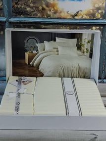 Постельное белье Romeo Line krem Сатин-страйп Хлопок Полуторный размер