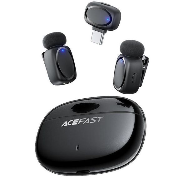 Петличный беспроводной микрофон Acefast R2 Type-C Black | Зображення 1