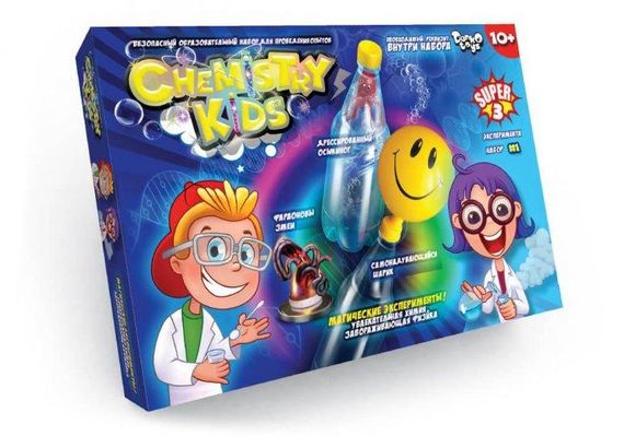 Набір освітній для проведення дослідів Chemistry Kids 1 Економ Danko Toys пізнавальний набір для дітей