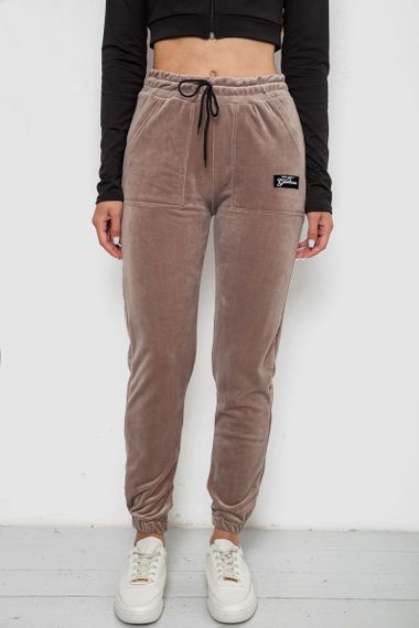 Штаны женские велюровые на флисе, цвет бежевый, 238R58473-2