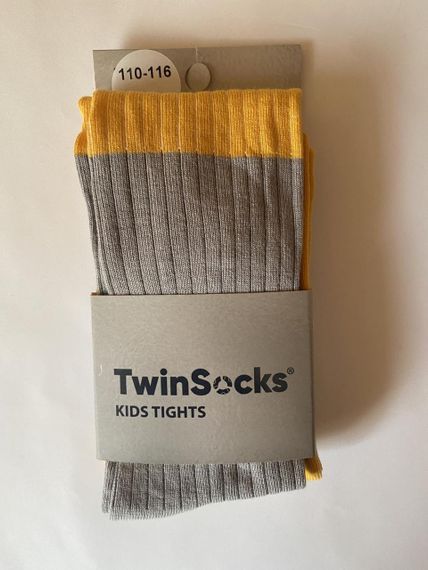 Колготи дитячі для дівчинки ТМ "TwinSocks" гірчиця/сірий | Зображення 2