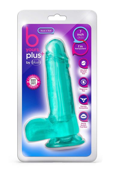 Фалоімітатор реалістичний Blush B Yours Plus Rock n Roll на присосці, бірюзовий sexstyle | Зображення 4