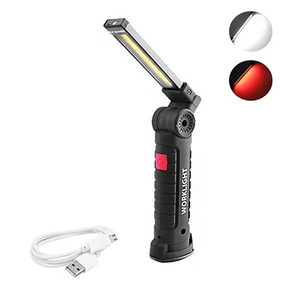 Светодиодный фонарь кемпинг W51 SMD + COB, красный  + белый, магнит, крючок, ЗУ microUSB