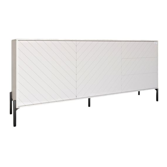 Комод з чорними металевими ніжками LION Амарант 168x40x76,5 см Бетон Style/Білий (LION-041907) | Зображення 1