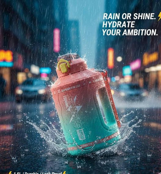 Эко-бутылка для воды SPORTS BOTTLE (1500 мл) - Оранжевый градиент со встроенной ручкой | Зображення 8