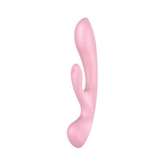 Двусторонний вибратор-кролик Satisfyer Triple Oh Pink, 3 мотора, рукоятка-массажер sexstyle