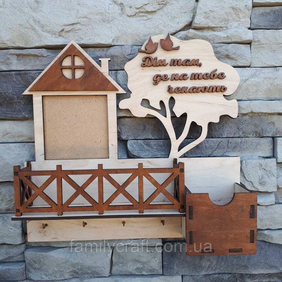 Настенная ключница из дерева Деревянный органайзер для ключей Держатель для хранения Персонализация