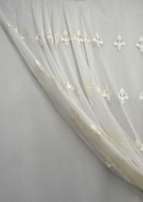 Тюль сетка с вышивкой 2508 кремовый