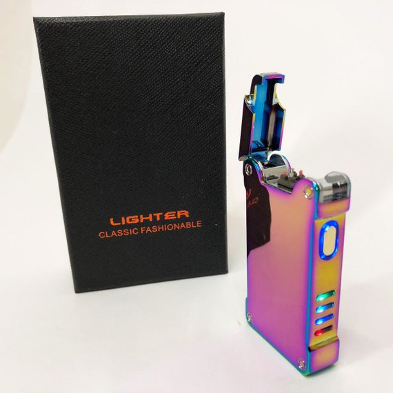 Дугова електроімпульсна запальничка із USB-зарядкою ліхтариком LIGHTER HL-437. FI-691 Колір: хамелеон | Зображення 4