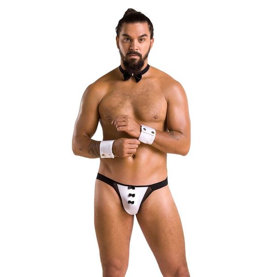 Комплект еротичної чоловічої білизни Passion 036 ALFRED L/XL Black, труси, комірець, манжети | Зображення 2