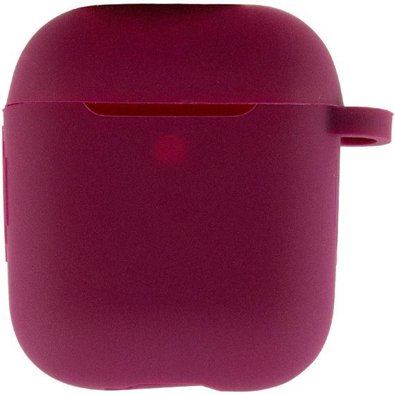 Силіконовий футляр New з карабіном для навушників Airpods 1/2 Бордовий/Maroon | Зображення 1