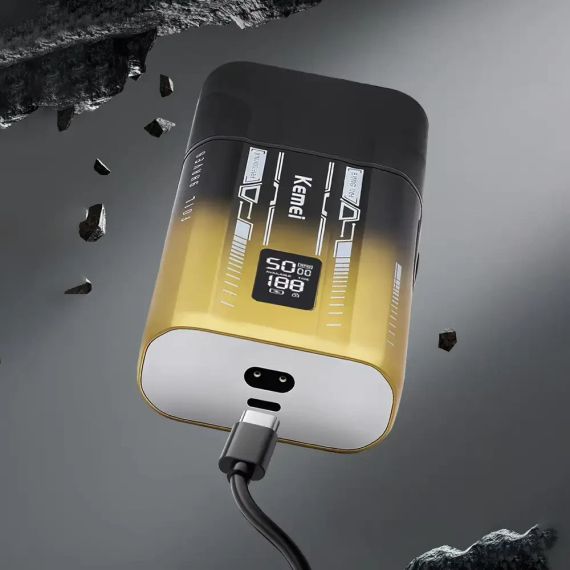 Бездротова бритва для чоловіків з UV-дезінфекцією, USB-C, Kemei KM-T418, Градієнт / Шейвер / Акумуляторна чоловіча електробритва | Зображення 7