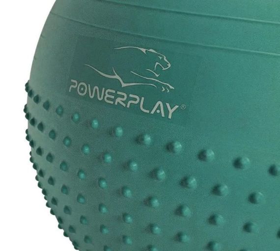 М'яч для фітнесу (фітбол) напівмасажний PowerPlay 4003 Ø65 cm Gymball Зелений + помпа (PP_4003_65_Green) | Зображення 5