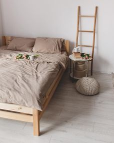 Постільна білизна євро Dushka Home Варена бавовна 20490 200х220 см бежева