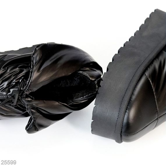 Молодежные зимние черные дутики с фиксатором на платформе | Зображення 1