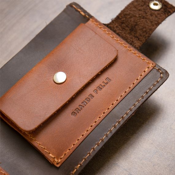 Кожаное мужское портмоне GRANDE PELLE 11460 Коричневый | Зображення 7