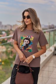 Женская футболка с принтом Labubu цвет мокко, размер 50/52, GF05257