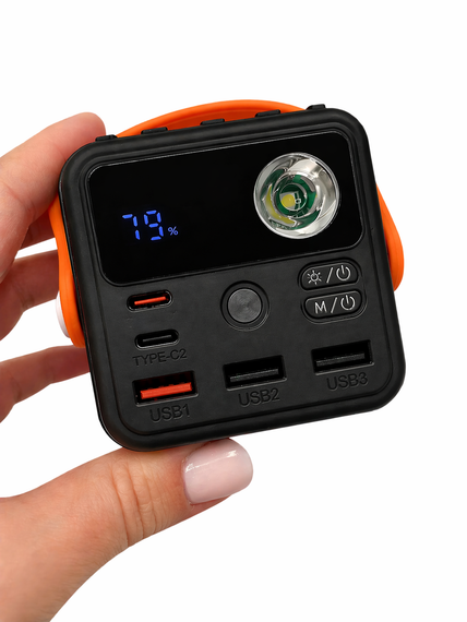 Повербанк HOCO J94A 50000mAh 22.5W - Power Bank з LED дисплеєм, 3×USB + 2×Type-C, вбудовані кабелі 4в1, швидка зарядка, ліхтарик, | Зображення 4