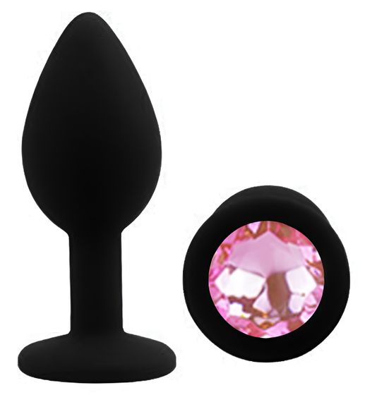 Силіконова анальна пробка EGZO - Silicone Black Round Plug Pink, size S Sex Aura | Зображення 1