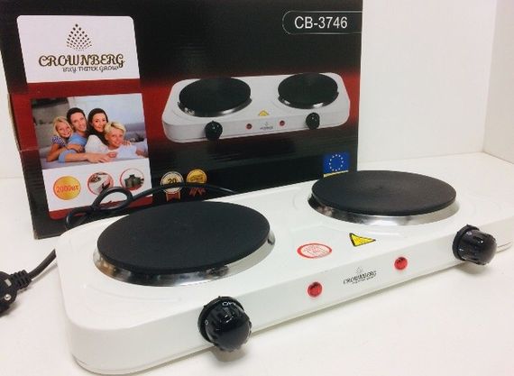 Плита двухконфорочная электрическая кухонная Crownberg Cb-3746 настольная переносная электроплита | Зображення 2