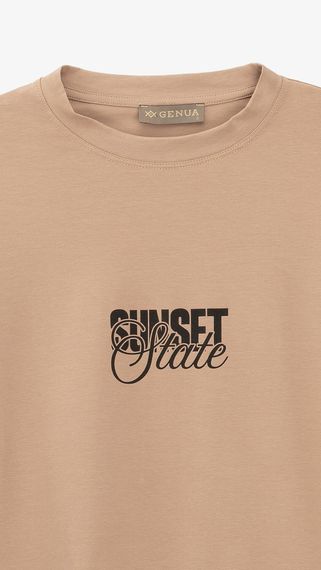 Футболка з принтом чоловіча GENUA G01222-0034 XL Світло-бежевий shop (2000999418914) | Зображення 1