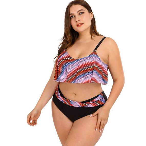 Роздільний купальник Plus Size знімними чашками та високими плавками | Зображення 3