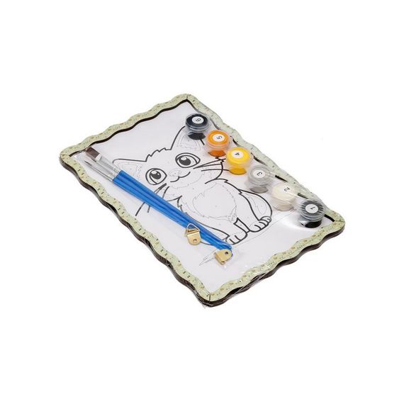 Детский набор для росписи по дереву "Котик-мечтатель" Puz-22977 формат А5 | Зображення 1