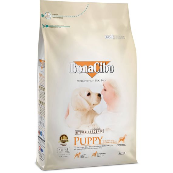 Корм BonaCibo Puppy Chicken & Rice with Anchovy сухий з куркою для щенят 3 кг