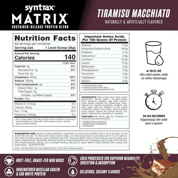 Протеин Syntrax Matrix 2.2 kg (Tiramisu Macchiato) | Зображення 1