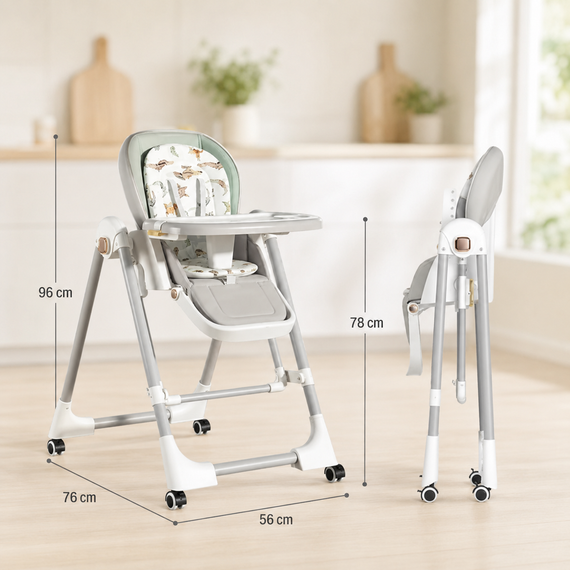 Стульчик для кормления BabyChair с регулируемой спинкой и столиком, шезлонг, колеса, складной X-715 / Стульчик-шезлонг для годув | Зображення 5