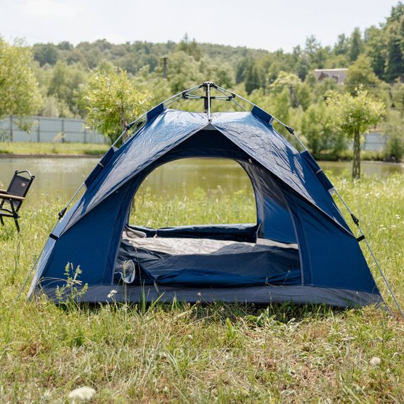 Намет кемпінговий тримісний 190×190×140 (см) автоматичний LU-002 Сиій | Зображення 1