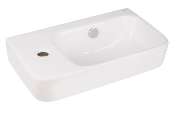 Комплект Qtap Tern: Раковина підвісна прямокутна ліва 450х250х158 мм White + Донний клапан PU02O (QT17115117LWN47327) | Зображення 4