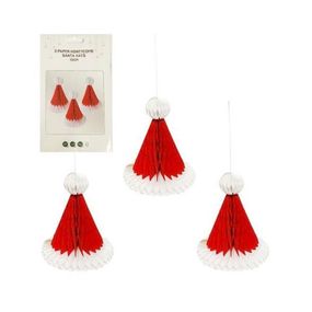 Набір підвісних паперових новорічних прикрас "Шапка Санти" CG-8, 3 шт