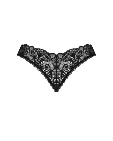 Мереживні стрінги Obsessive Donna Dream crotchless thong XS/S Black, відкритий доступ | Зображення 3