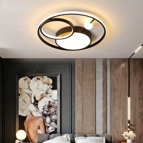 Люстра світлодіодна стельова LED світильник для квартири на стелю лед з пультом 26531 Чорний 9х50х50 см.