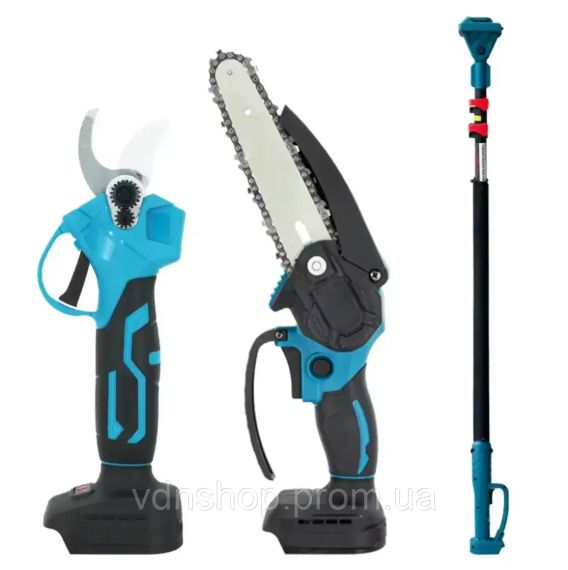 Висоторіз акумуляторний телескопічний / Набір міні-пили ланцюгової + секатор-ножиці 36В 2 АКБ 4Ah | Зображення 1