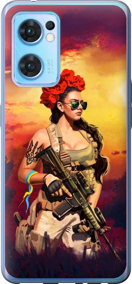 Чехол на Oppo Reno7 5G Украинка с оружием "5316u-2669-17620"