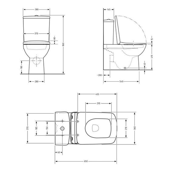 Унітаз-компакт Qtap Crow безобідковий з сідінням Soft-close QT05222170W | Зображення 1