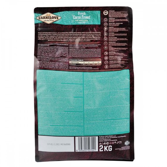 Корм сухий Carnilove Fresh Carp and Trout Sterilised for Adult Cats для дорослих стерилізованих та кастрованих котів з короп | Зображення 2