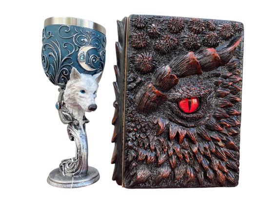 Подарунковий набір Келих 3D Вовк і Блокнот 3D «Око Пламінного Дракона»