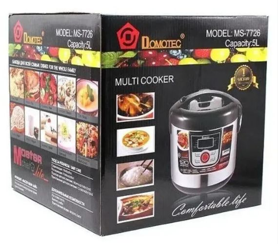 Мультиварка с антипригарной чашей Domotec MS-7726 5 л, 12 режимов | Зображення 3